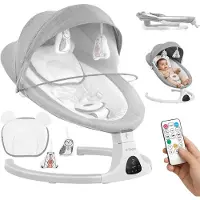Tulano Astrid 35 Grau | Elektrische Kinderwippe Babywippe Babyzubehör | Automatische Wippfunktion mit Zeiteinstellung: 8, 15 oder 30 Minuten
