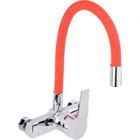 TRIZERATOP Küchenarmatur, Wandarmatur flexible, rot, Wasserhahn, Spültischarmatur, Mischbatterie