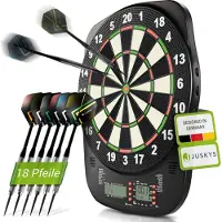 Juskys Elektronische Dartscheibe mit 32 Spielen & Zubehör – bis zu 8 Spieler