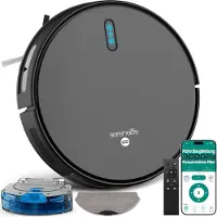 SereneLife Saug Wischroboter mit Selbstreinigung, 3000pa- Saugwischer Roboter, Saugroboter mit APP Steuerung & Selbstaufladend