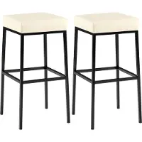 DELUKE 2er Set Barhocker BIDAN - Kunstleder Creme 37x37x78 cm | Barstuhl Mit Lehne Tresenhocker Tresenstuhl Kneipenhocker Kneipenstuhl