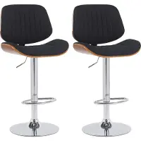 CLP 2er Set Barhocker Clawson Stoffbezug Bugholz höhenverstellbar und drehbar walnuss/schwarz Gestell Farbe chrom