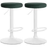 DELUKE 2er Set Barhocker KAZON - Samt Grün 38.5x38.5x60 cm Weiß | Barstuhl Höhenverstellbar Drehbar Tresenhocker Tresenstuhl Kneipenhocker Kneipenstuhl