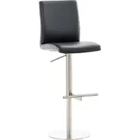 DELUKE Barhocker DIVER - Kunstleder Schwarz 40x49x93 cm Silber | Barstuhl Höhenverstellbar Mit Lehne Drehbar Tresenhocker Tresenstuhl Kneipenhocker