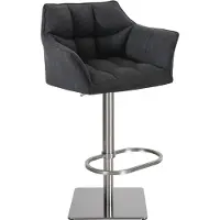 DELUKE Barhocker SIHAR - Stoff Dunkelgrau 64x45x88 cm Silber | Barstuhl Höhenverstellbar Mit Lehne Drehbar Tresenhocker Tresenstuhl Kneipenhocker