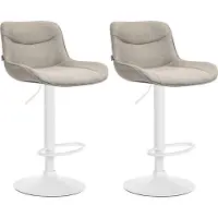 CLP 2er Set Barhocker Vonore Stoff höhenverstellbar und 360 Grad drehbar taupe Gestell Farbe weiß