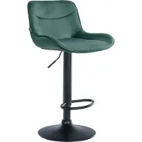 DELUKE Barhocker RAGAD - Samt Grün 49x51x85 cm Schwarz | Barstuhl Höhenverstellbar Mit Lehne Drehbar Tresenhocker Tresenstuhl Kneipenhocker Kneipenstuhl