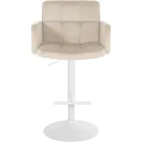 DELUKE 2er Set Barhocker SUTUN - Samt Creme 60x56x93 cm Weiß | Barstuhl Höhenverstellbar Mit Lehne Drehbar Tresenhocker Tresenstuhl Kneipenhocker