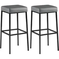DELUKE 2er Set Barhocker BIDAN - Kunstleder Grau 37x37x83 cm | Barstuhl Mit Lehne Tresenhocker Tresenstuhl Kneipenhocker Kneipenstuhl