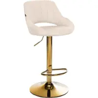 CLP Barhocker Milet Stoffbezug höhenverstellbar drehbar mit Rückenlehne creme Gestell Farbe gold