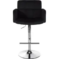 DELUKE 2er Set Barhocker SUTUN - Samt Schwarz 60x56x93 cm Silber | Barstuhl Höhenverstellbar Mit Lehne Drehbar Tresenhocker Tresenstuhl Kneipenhocker