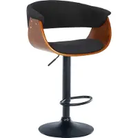 DELUKE Barhocker BAKOT - Stoff Walnuss/schwarz 60x51x90 cm | Barstuhl Höhenverstellbar Mit Lehne Drehbar Tresenhocker Tresenstuhl Kneipenhocker Kneipenstuhl