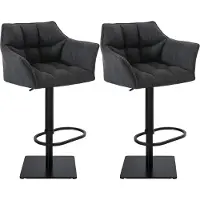 CLP 2er Set Barhocker Damaso Stoffbezug drehbar und höhenverstellbar bis 240 kg dunkelgrau Gestell Farbe schwarz