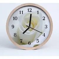 Tulup Holzuhr 20fi cm wanduhr - Weiße Rose Blumen