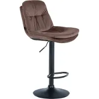DELUKE Barhocker MITUN - Samt Braun 46x54x94 cm Schwarz | Barstuhl Höhenverstellbar Mit Lehne Drehbar Tresenhocker Tresenstuhl Kneipenhocker Kneipenstuhl