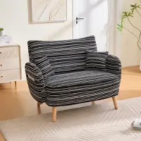 STILVORA Zweisitzer-Sofa superbequeme Armlehnen mit Kissen und Aufbewahrungstasche, Modernes Sofa komfortabel und stilvoll, Kleines Sofa ideal für Schlafzimmer, kleine Räume und Wohnungen, Schwarz