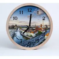 Tulup Holzuhr 20fi cm wanduhr - Fluss Stadt