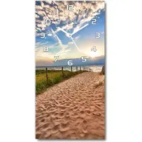 Tulup Wanduhr aus Glas – 30x60 cm - Glasbild - Glasuhr - Gehärtetes Glas -Weg zum Strand