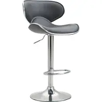 DELUKE Barhocker FAMIR - Kunstleder Grau 46x49x88 cm Silber | Barstuhl Mit Lehne Tresenhocker Tresenstuhl Kneipenhocker Kneipenstuhl