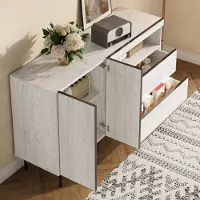 STILVORA Sideboard mit Doppeltüren und Doppelschubladen, Kommode mit offenen Regalen, Aufbewahrungsschrank für Wohn- und Esszimmer
