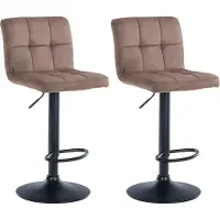 DELUKE 2er Set Barhocker REZAR - Samt Braun 46x47x94 cm Schwarz | Barstuhl Mit Lehne Tresenhocker Tresenstuhl Kneipenhocker Kneipenstuhl