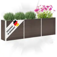 DELUKE Hochbeet für Garten OSKAR Braun | 240x40x77cm | Verzinkter Stahl | Wetterfest | Gartenbeet Kräuterbeet Blumenbeet Beet hoch Frühbeet für Garten Gemüsebeet
