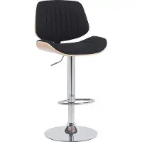 DELUKE Barhocker LOSAN - Stoff Natura/schwarz 50x50x94 cm Schwarz Hellbraun Silber | Barstuhl Höhenverstellbar Mit Lehne Drehbar Tresenhocker Tresenstuhl