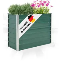 DELUKE Hochbeet für Garten OSKAR Grün | 100x40x77cm | Verzinkter Stahl | Wetterfest | Gartenbeet Kräuterbeet Blumenbeet Beet hoch Frühbeet für Garten Gemüsebeet
