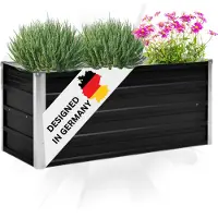 DELUKE Hochbeet für Garten OSKAR Anthrazit | 100x40x45cm | Verzinkter Stahl | Wetterfest | Gartenbeet Kräuterbeet Blumenbeet Beet hoch Frühbeet für Garten Gemüsebeet