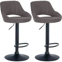 DELUKE 2er Set Barhocker SEGAD - Stoff Dunkelgrau 47x48x85 cm Schwarz | Barstuhl Mit Lehne Tresenhocker Tresenstuhl Kneipenhocker Kneipenstuhl