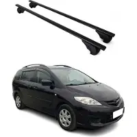 Omac Dachträger Grundtäger für Mazda 5 / Premacy 2005-2010 75kg Metall Schwarz 2 tlg