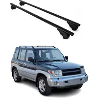 Omtec Dachträger Grundtäger für Mitsubishi Pajero 1991-2006 75kg Metall Schwarz 2 tlg