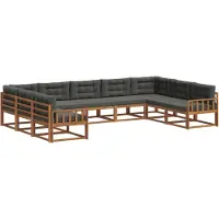vidaXL Outdoor-Sofagarnitur mit Kissen 9 pcs Natur und Anthrazit