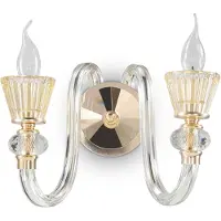 Ideal Lux Strauss Klassische Wandleuchte Glas Gold 2 Lichter E14