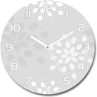 Tulup Wanduhr aus Glas 30fi Glasbild Glasuhr Gehärtetes Glas - weisse-zeiger - Floral pattern