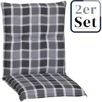 Green Spirit 2er Set Niedriglehner Auflage Belgrad, Motiv - Karo, grau, 101x50x6cm
