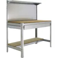 Proregal Werkbank BUFFALO mit Werkzeugwand, Schubfach und Ablage | HxBxT 84x90x61cm | Traglast 400kg | Verzinkt