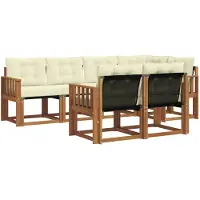 vidaXL Outdoor-Sofagarnitur 7 stk. Natur und Creme