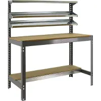Proregal Werkbank BUFFALO mit Frontablage | HxBxT 84x120x61cm | Traglast 600kg | Grau