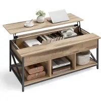 Vasagle Couchtisch, höhenverstellbar, versteckter Stauraum, 60 x 120 x (48-62) cm
