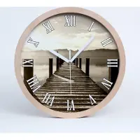 Tulup Holzuhr 30fi cm wanduhr - weiße Spitzen - Holzsteg