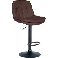 DELUKE Barhocker MITUN - Stoff Braun 46x54x92 cm Schwarz | Barstuhl Höhenverstellbar Mit Lehne Drehbar Tresenhocker Tresenstuhl Kneipenhocker Kneipenstuhl