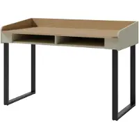 Beautysofa - Alex Schreibtisch 125 cm mit Stauraum, Moderner Computertisch, Bürotisch mit 2 offenen Fächern und Metallbeinen, Homeoffice, Eukalyptus