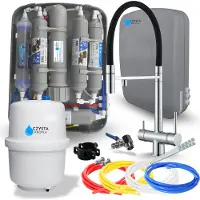 ARI Wasserfilter Set RO7 Slim mit Küchenarmatur HighFlex 3-Wege, 7-stufige Filtration, Mineralisierung, Chrom