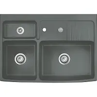 SYSTEMCERAM KeraDomo Elementspüle CENTRA 90 LAVA für 60 cm AP-Tiefe inkl. Excenterbedienung / / Keramikspüle
