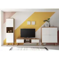 IMV Wohnwand Merle 317cm eiche riviera / weiß matt Wohnzimmer Anbauwand