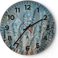 ARTTOR Wanduhr - Rund - Glasuhr - Lavendel Klinge Blume - 30x30cm - Schleichendes Uhrwerk - Lautlos - zum Aufhängen bereit - Dekoration Modern - Wanddekoration aus Glas - C4AR30x30-4986