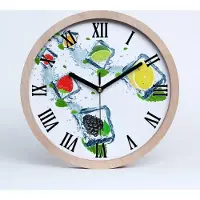 Tulup Holzuhr 30fi cm wanduhr - schwarze Spitzen - Obst Würfel