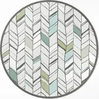 Wallfluent Abstrakte Fischgräten-Illustration im indischen Stil– Vinyl Küchenteppich – fi 80cm – Rutschfest, pflegeleicht & langlebig