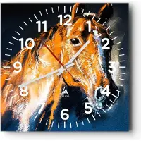 ARTTOR Wanduhr - Quadrat - Glasuhr - Pferd Natur Tier - 40x40cm - Schleichendes Uhrwerk - Lautlos - zum Aufhängen bereit - Dekoration Modern - Wanddekoration aus Glas - C4AC40x40-3425